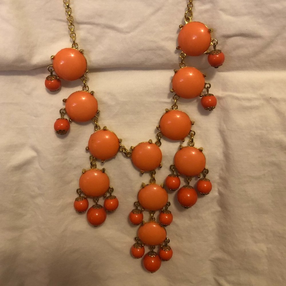 J CREW Neon Orange Beaded Necklace